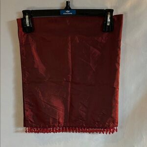 Global Home burgundy satin beaded window curtain valance set of 4 traditional